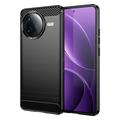 Xiaomi Redmi K80/Poco F7 Pro Harjattu TPU Suojakuori - Hiilikuitu - Musta