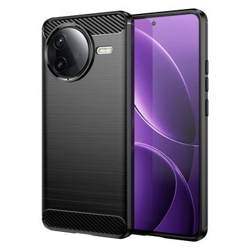Xiaomi Redmi K80/Poco F7 Pro Harjattu TPU Suojakuori - Hiilikuitu - Musta