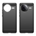 Xiaomi Redmi K80/Poco F7 Pro Harjattu TPU Suojakuori - Hiilikuitu - Musta