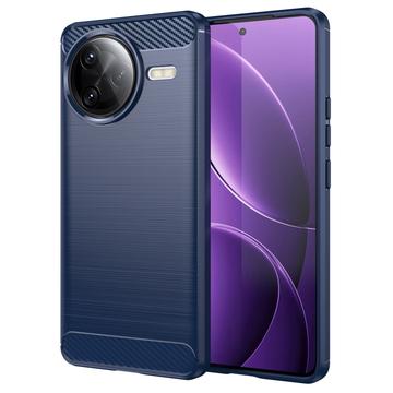Xiaomi Redmi K80 Pro/Poco F7 Ultra Harjattu TPU Suojakuori - Hiilikuitu - Sininen