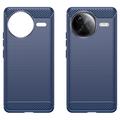 Xiaomi Redmi K80 Pro/Poco F7 Ultra Harjattu TPU Suojakuori - Hiilikuitu - Sininen