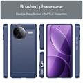 Xiaomi Redmi K80 Pro/Poco F7 Ultra Harjattu TPU Suojakuori - Hiilikuitu - Sininen