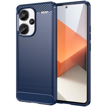 Xiaomi Redmi Note 13 Pro+ Harjattu TPU Suojakuori - Hiilikuitu - Sininen