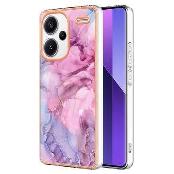 Xiaomi Redmi Note 13 Pro+ Marble Pattern Galvanoitu TPU-Suojakotelo - Sininen / Pinkki