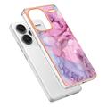 Xiaomi Redmi Note 13 Pro+ Marble Pattern Galvanoitu TPU-Suojakotelo - Sininen / Pinkki