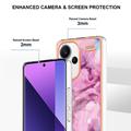 Xiaomi Redmi Note 13 Pro+ Marble Pattern Galvanoitu TPU-Suojakotelo - Sininen / Pinkki