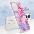 Xiaomi Redmi Note 13 Pro+ Marble Pattern Galvanoitu TPU-Suojakotelo - Sininen / Pinkki