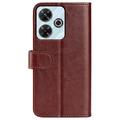 Xiaomi Redmi Note 13R/Poco M6 4G/Redmi 13 5G Lompakkokotelo Magneettisella Sulkijalla - ruskea