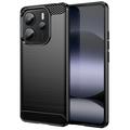 Xiaomi Redmi Note 14 4G Harjattu TPU Suojakuori - Hiilikuitu - Musta