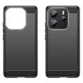 Xiaomi Redmi Note 14 4G Harjattu TPU Suojakuori - Hiilikuitu - Musta
