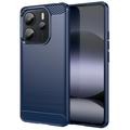 Xiaomi Redmi Note 14 4G Harjattu TPU Suojakuori - Hiilikuitu - Sininen
