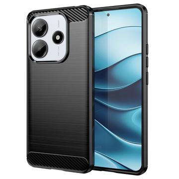 Xiaomi Redmi Note 14 Harjattu TPU Suojakuori - Hiilikuitu - Musta