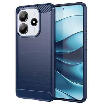 Xiaomi Redmi Note 14 Harjattu TPU Suojakuori - Hiilikuitu - Sininen