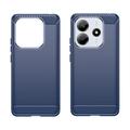 Xiaomi Redmi Note 14 Harjattu TPU Suojakuori - Hiilikuitu - Sininen
