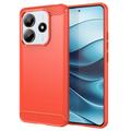 Xiaomi Redmi Note 14 Harjattu TPU Suojakuori - Hiilikuitu - Punainen