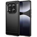 Xiaomi Redmi Note 14 Pro 4G Harjattu TPU Suojakuori - Hiilikuitu - Musta
