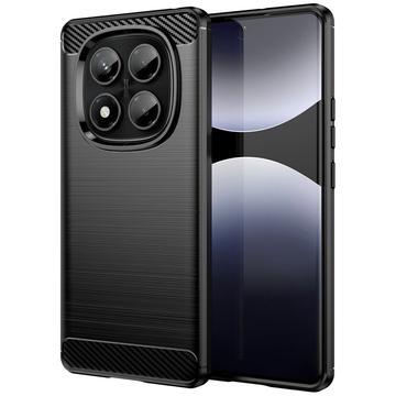 Xiaomi Redmi Note 14 Pro 4G Harjattu TPU Suojakuori - Hiilikuitu - Musta