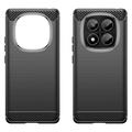 Xiaomi Redmi Note 14 Pro 4G Harjattu TPU Suojakuori - Hiilikuitu - Musta