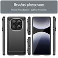 Xiaomi Redmi Note 14 Pro 4G Harjattu TPU Suojakuori - Hiilikuitu - Musta