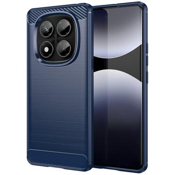 Xiaomi Redmi Note 14 Pro 4G Harjattu TPU Suojakuori - Hiilikuitu - Sininen