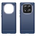 Xiaomi Redmi Note 14 Pro 4G Harjattu TPU Suojakuori - Hiilikuitu - Sininen