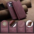 Xiaomi Redmi Note 14 Pro 4G Caseme 013 Sarja Lompakkokotelo - Viininpunainen