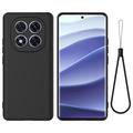 Xiaomi Redmi Note 14 Pro 5G, Poco X7 Nestemäinen silikonikotelo käsihihnalla - Musta