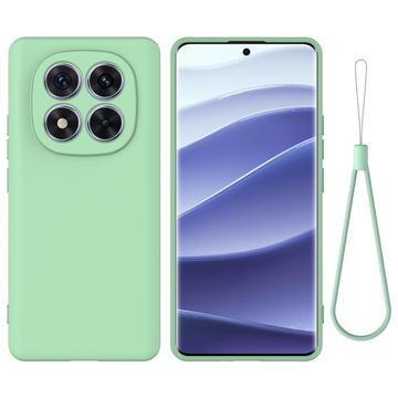 Xiaomi Redmi Note 14 Pro 5G/Poco X7 Nestemäinen silikonikotelo käsihihnalla - Vihreä