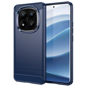 Xiaomi Redmi Note 14 Pro+ 5G Harjattu TPU Suojakuori - Hiilikuitu - Sininen
