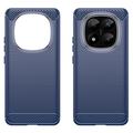Xiaomi Redmi Note 14 Pro+ 5G Harjattu TPU Suojakuori - Hiilikuitu - Sininen