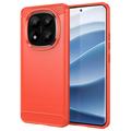 Xiaomi Redmi Note 14 Pro+ 5G Harjattu TPU Suojakuori - Hiilikuitu - Punainen