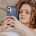Xiaomi Redmi Turbo 4 Pro Harjattu TPU Suojakuori - Hiilikuitu - sininen