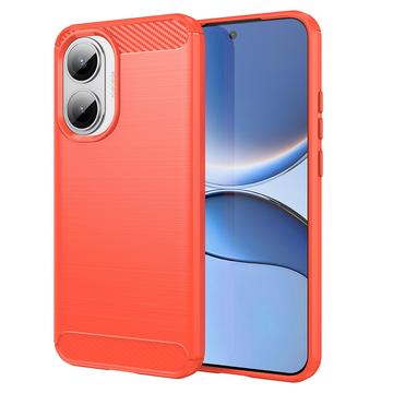 Xiaomi Redmi Turbo 4 Pro Harjattu TPU Suojakuori - Hiilikuitu - punainen