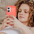 Xiaomi Redmi Turbo 4 Pro Harjattu TPU Suojakuori - Hiilikuitu - punainen