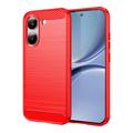 Xiaomi Redmi Turbo 5/Poco X8 Pro Harjattu TPU Suojakuori - Hiilikuitu - punainen