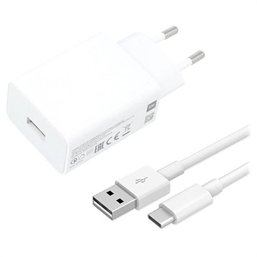 Xiaomi USB Laturi & USB-C Kaapeli MDY-11-EP - 3A, 22.5W - Valkoinen