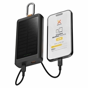 Xtorm Go2 -sarjan 10000mAh:n aurinkokäyttöinen varavirtalähde/taskulamppu - 20W, USB-C, USB-A - musta