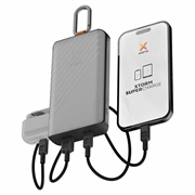 Xtorm Go2 -sarjan 10000mAh:n aurinkokäyttöinen varavirtalähde/taskulamppu - 20W, USB-C, USB-A - musta