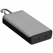 Xtorm Go2 -sarjan 10000mAh:n aurinkokäyttöinen varavirtalähde/taskulamppu - 20W, USB-C, USB-A - musta