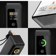 Xtorm NextGen6 27000mAh:n powerbank 70W - 2 x USB-C/1 x USB-A, USB-C-kaapeli - musta