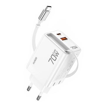 Xundd XDCH-109 70W GaN-pikalaturi USB-C-kaapelilla - EU-pistoke - Valkoinen