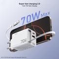 Xundd XDCH-109 70W GaN-pikalaturi USB-C-kaapelilla - EU-pistoke - Valkoinen