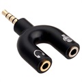 Y-shape 3.5mm / Kuulokkeet & Mikrofonin Audio Adapteri - Musta