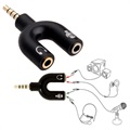 Y-shape 3.5mm / Kuulokkeet & Mikrofonin Audio Adapteri - Musta