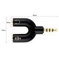 Y-shape 3.5mm / Kuulokkeet & Mikrofonin Audio Adapteri - Musta