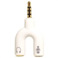 Y-shape 3.5mm / Kuulokkeet & Mikrofonin Audio Adapteri - Valkoinen