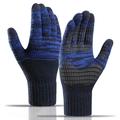 Y0046 1 pari Miesten talvi neulottu tuulenpitävä lämmin käsineet kosketusnäyttö tekstiviestintä käsineet joustava hihansuu - Navy Blue - Navy Blue