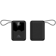 YM-1422 Mini-varavirtalähde 20000mAh - USB-C- ja Lightning-kaapelit - musta