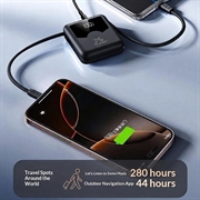 YM-1422 Mini-varavirtalähde 20000mAh - USB-C- ja Lightning-kaapelit - musta