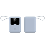 YM-1422 Mini powerbank 20000mAh - USB-C- ja Lightning-kaapelit - sininen